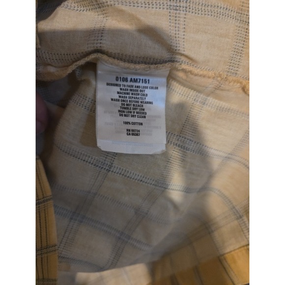 Columbia Sportswear Yellow Plaid Button Up, Men's Large Shirt, Short Sleeve - Picture 7 of 8